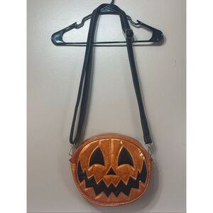 Love, Pain & Stitch Pumpkin X Kult The Collection Orange Shiny Pumpkin Purse Bag